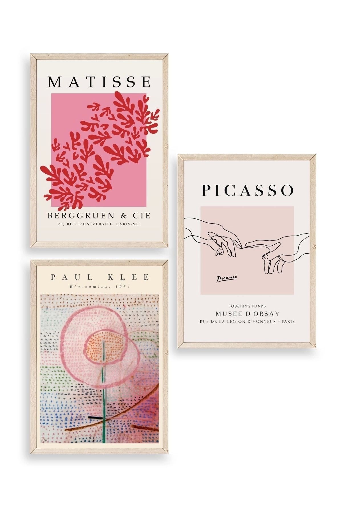 Ünlü Tablolar Üçlü Ahşap Çerçeveli Tablo 40 x 60