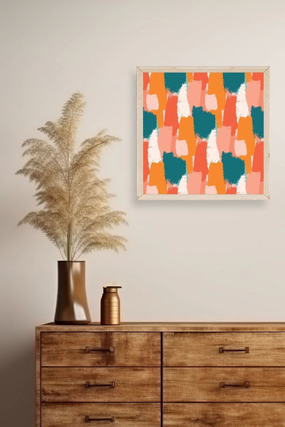 Soyut Ahşap Çerçeveli Tablo 23 x 23