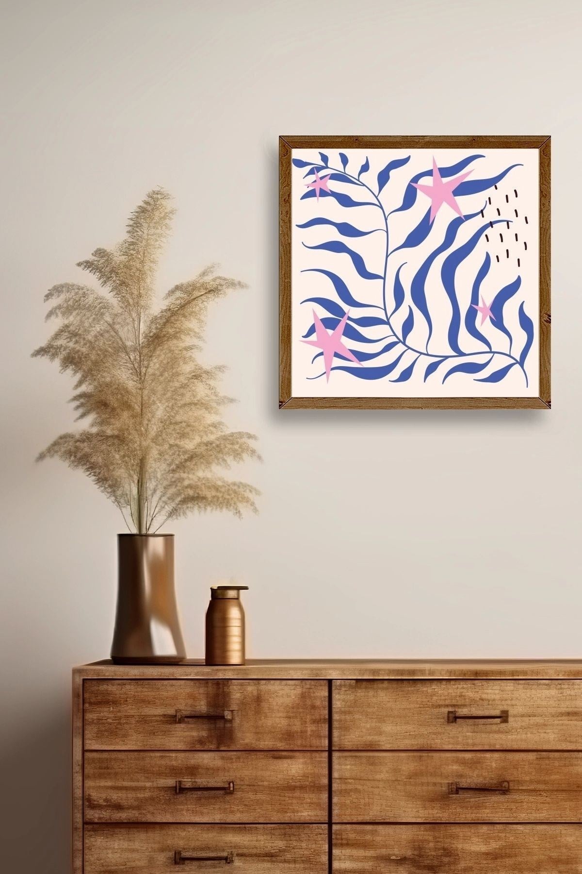 Yaprak Ahşap Çerçeveli Tablo 50 x 50