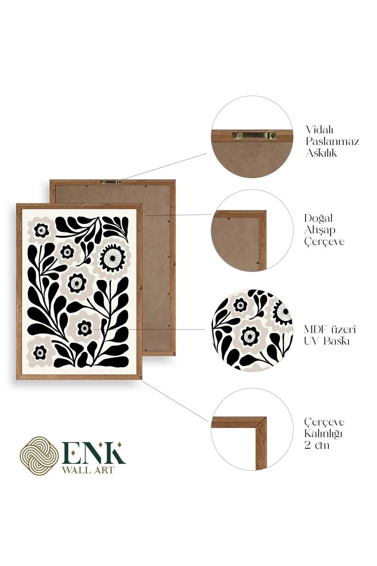 Çiçek Ahşap Çerçeveli Tablo 50 x 70