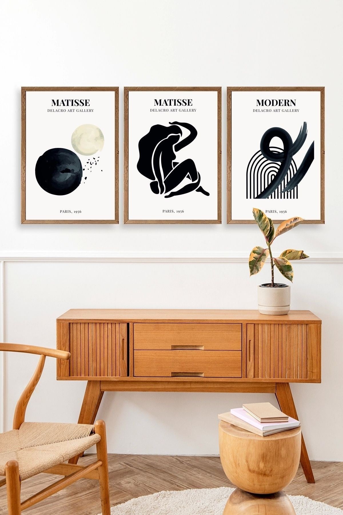 Matisse Üçlü Ahşap Çerçeveli Tablo 50 x 70