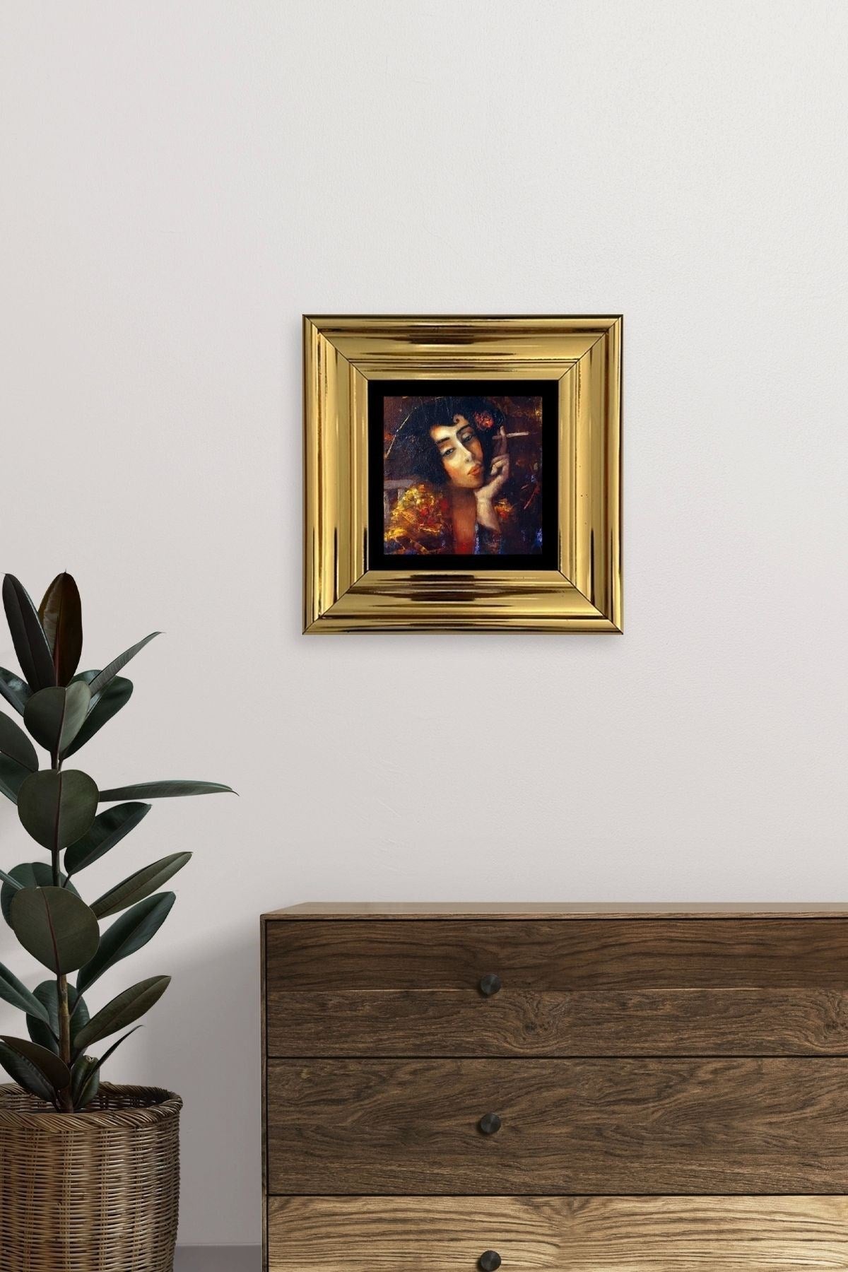 Kadın Çerçeveli Taş Tablo 20 cm