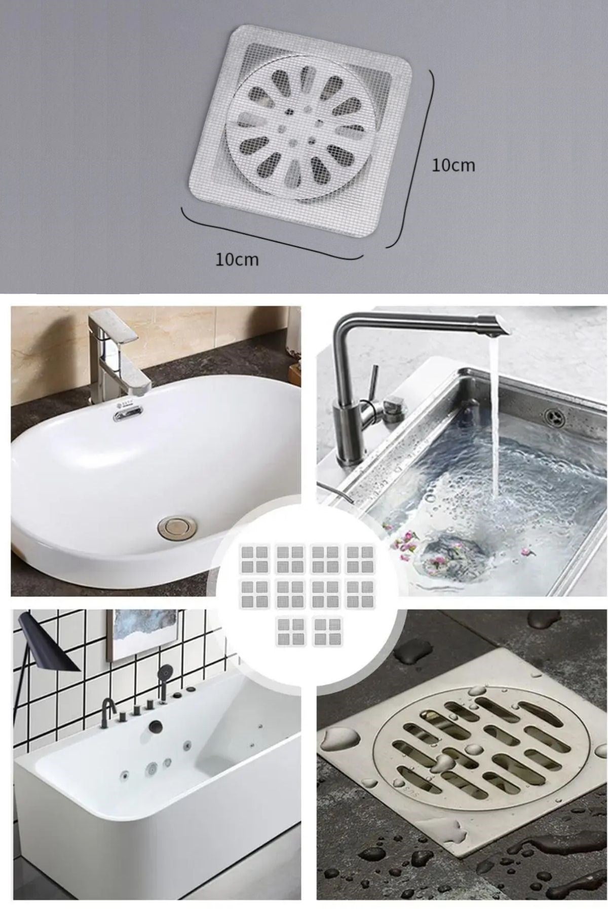 BUFFER® 10'lu Banyo ve Mutfak Lavabo Koku Önleyici ve Haşere Böcek Önleyici Gider Filtresi