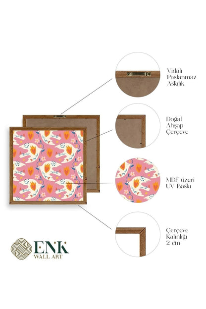 Kuş Ahşap Çerçeveli Tablo 23 x 23