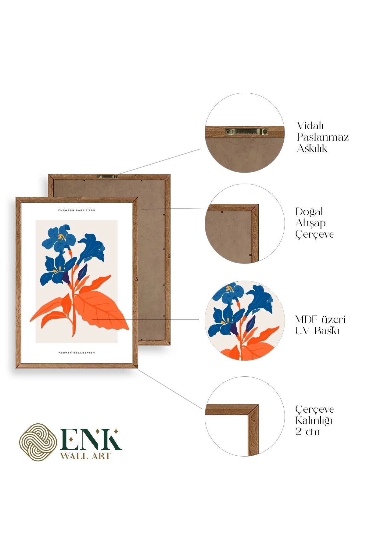 Çiçekler Ahşap Çerçeveli Tablo 30 x 42