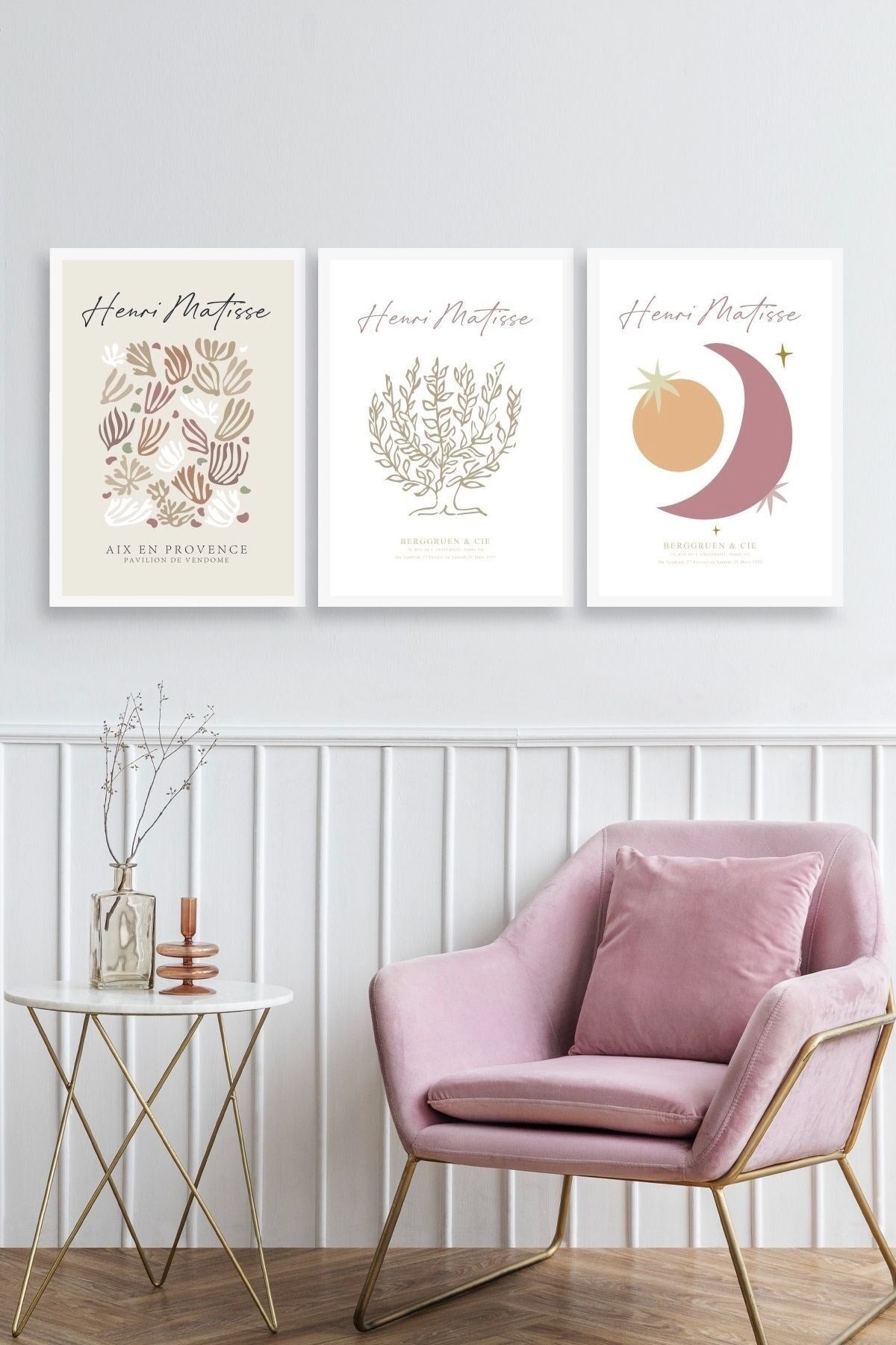 Matisse Üçlü Ahşap Çerçeveli Tablo 50 x 70