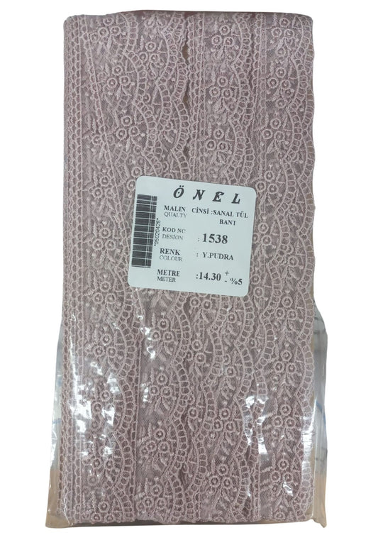 Dantel Polyester Sanal Tül Bant Y.Pudra 14,30 Metre En 3 cm ON-1538-PU