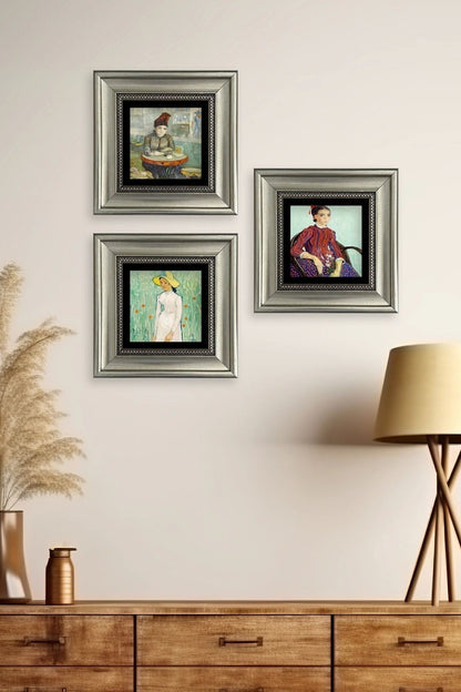 Kadınlar 3 lü Set Çerçeveli Taş Tablo 20 cm