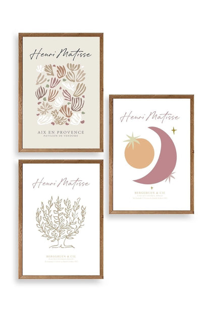 Matisse Üçlü Ahşap Çerçeveli Tablo 23 x 30