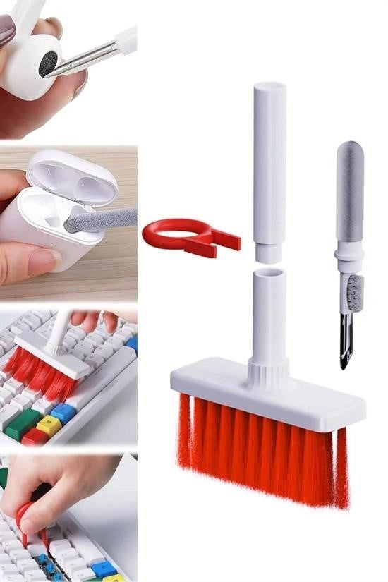 BUFFER® Çok Amaçlı Kırmızı Hassas Fırça Başlıklı  Bilgisayar Laptop Temizleme Fırçası