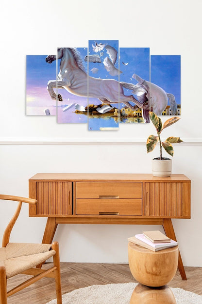 Beyaz Atlar 5 Parçalı Mdf Tablo 60 x 100
