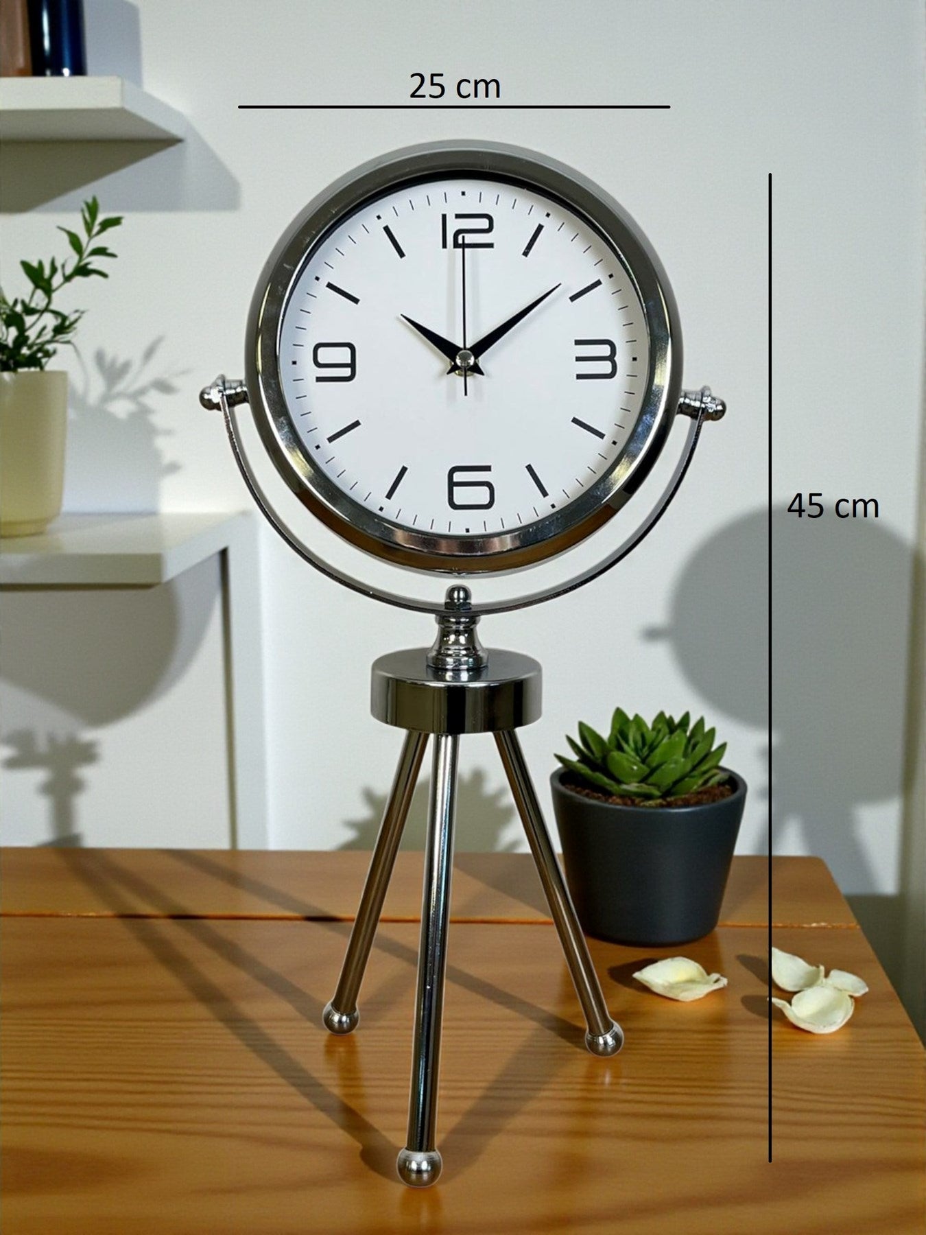 Zentime Krom Şık Üç Ayaklı Masa Saati