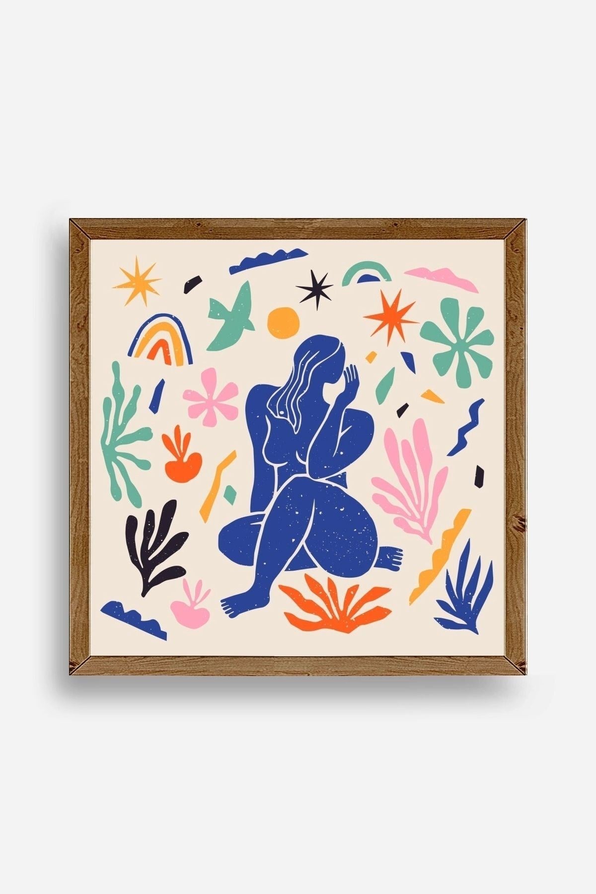 Kadın Ahşap Çerçeveli Tablo 23 x 23