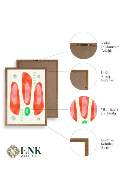 Düşündüren Şekiller Üçlü Ahşap Çerçeveli Tablo 30 x 42