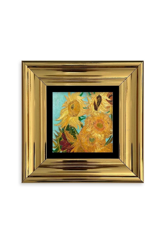 Ayçiçeği Çerçeveli Taş Tablo 20 cm