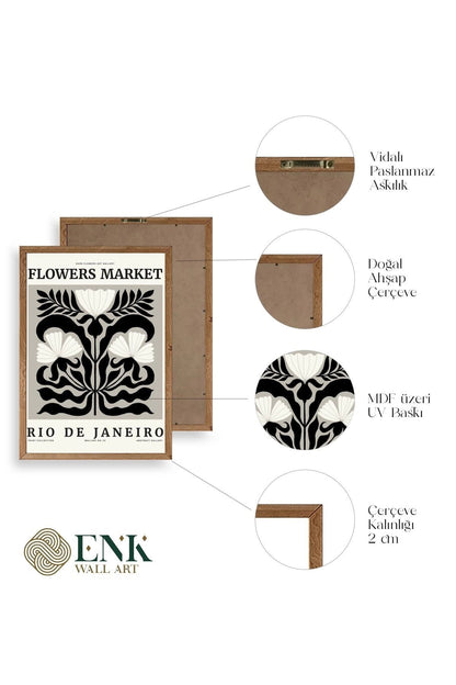 Çiçek Ahşap Çerçeveli Tablo 17 x 23
