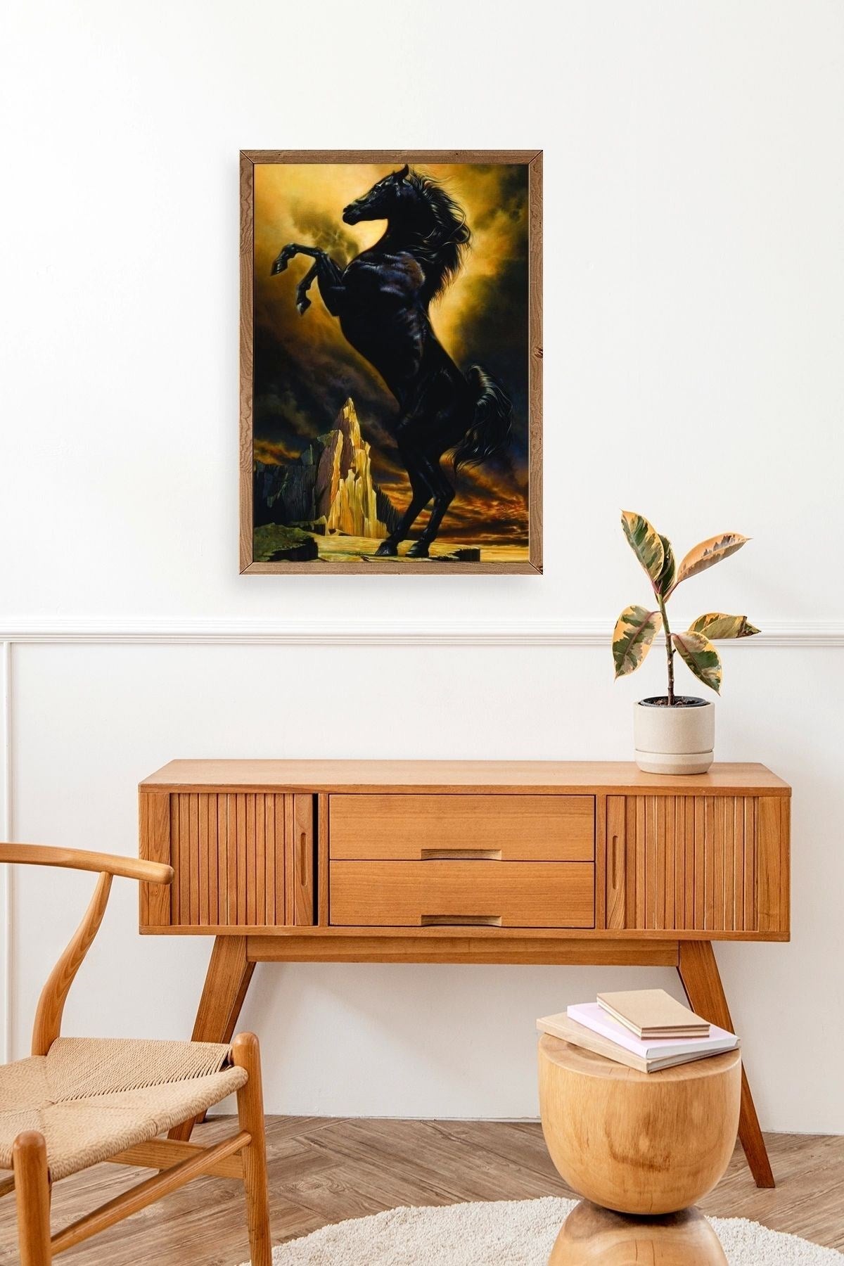 At Ahşap Çerçeveli Tablo 30 x 42