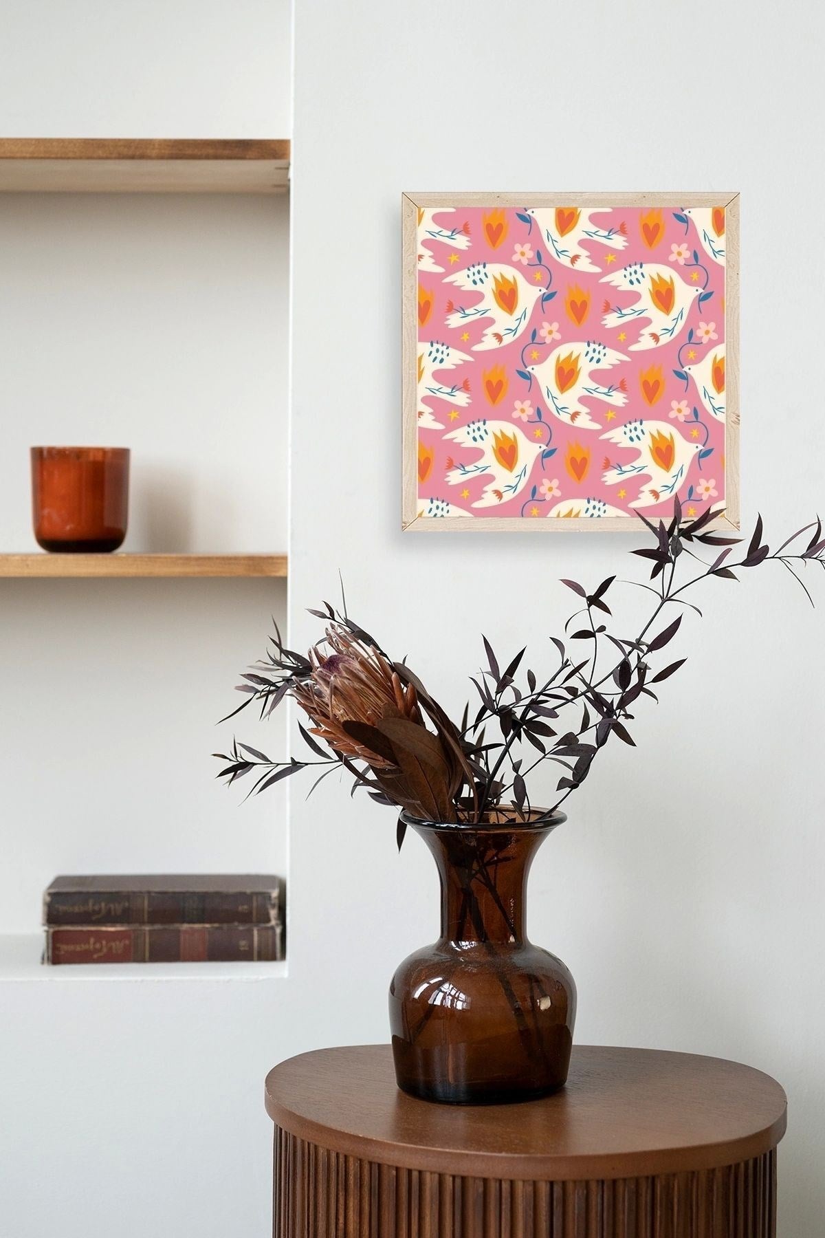 Kuş Ahşap Çerçeveli Tablo 23 x 23