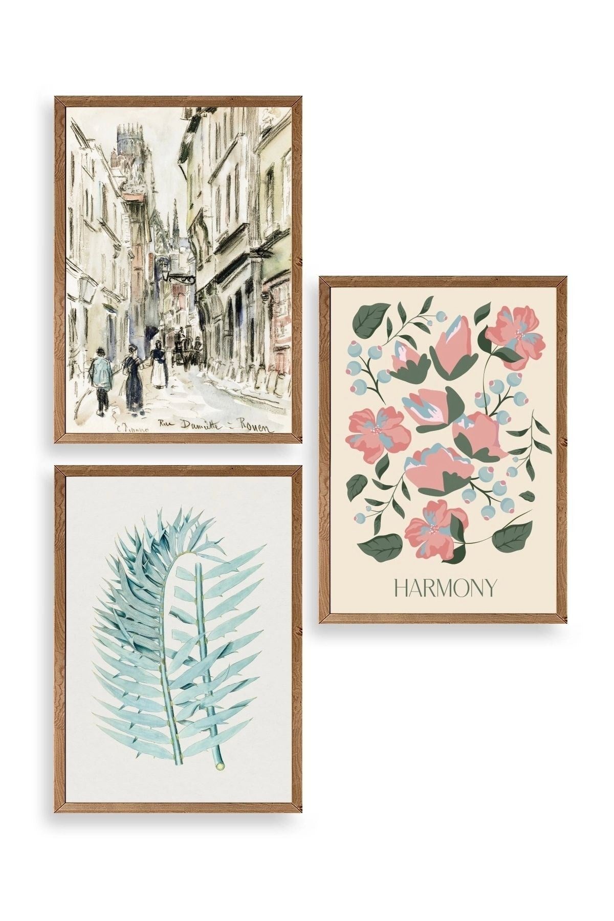 Harmony Üçlü Ahşap Çerçeveli Tablo 50 x 70