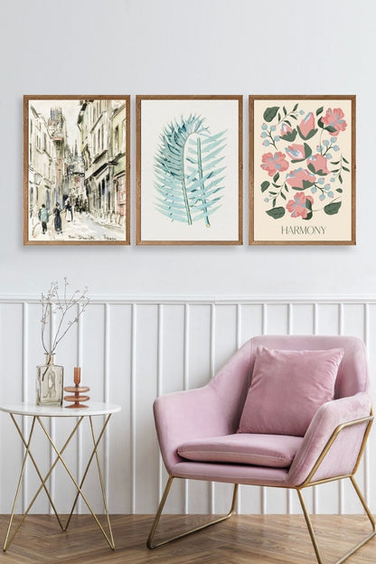 Harmony Üçlü Ahşap Çerçeveli Tablo 50 x 70