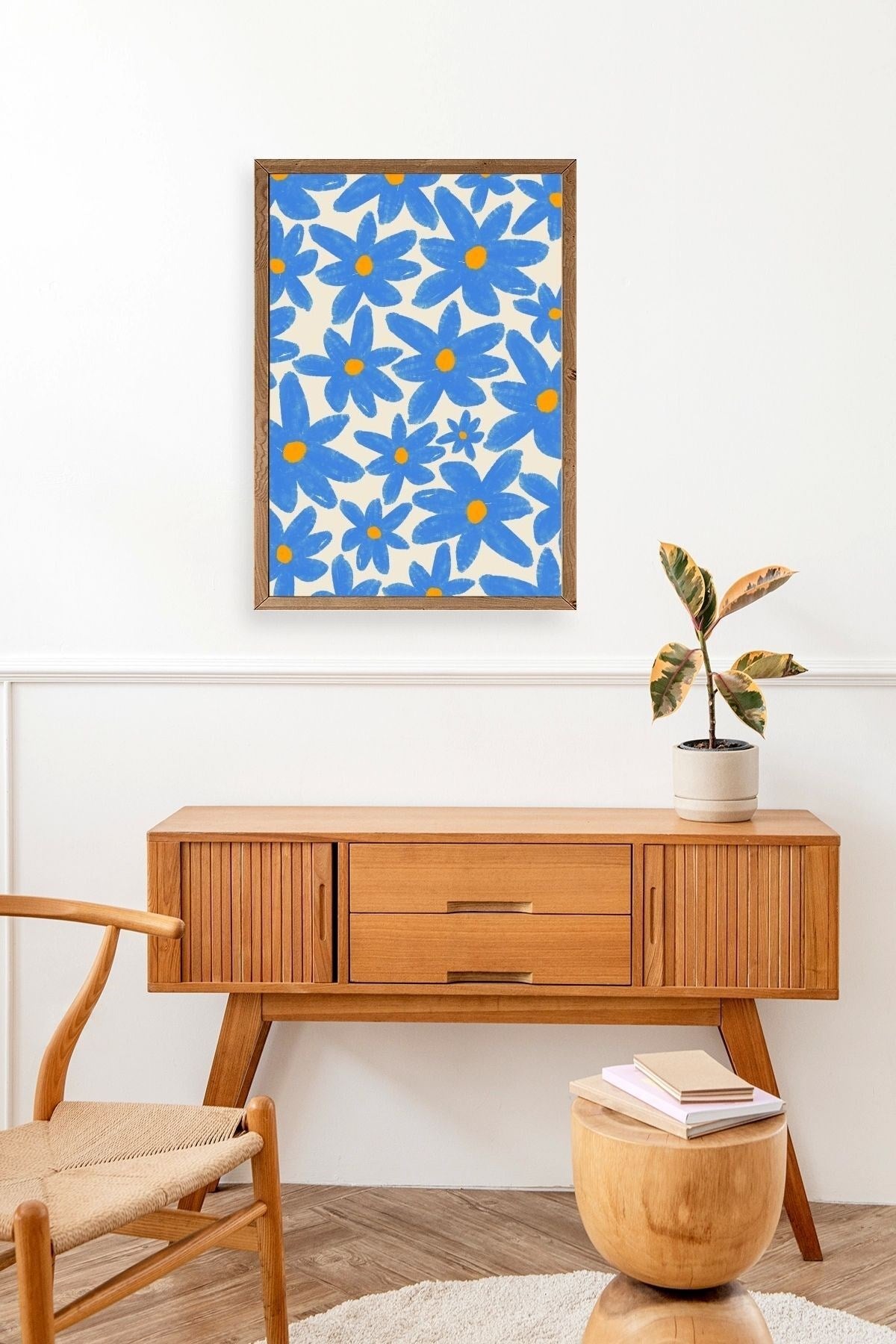 Çiçekler Ahşap Çerçeveli Tablo 23 x 30