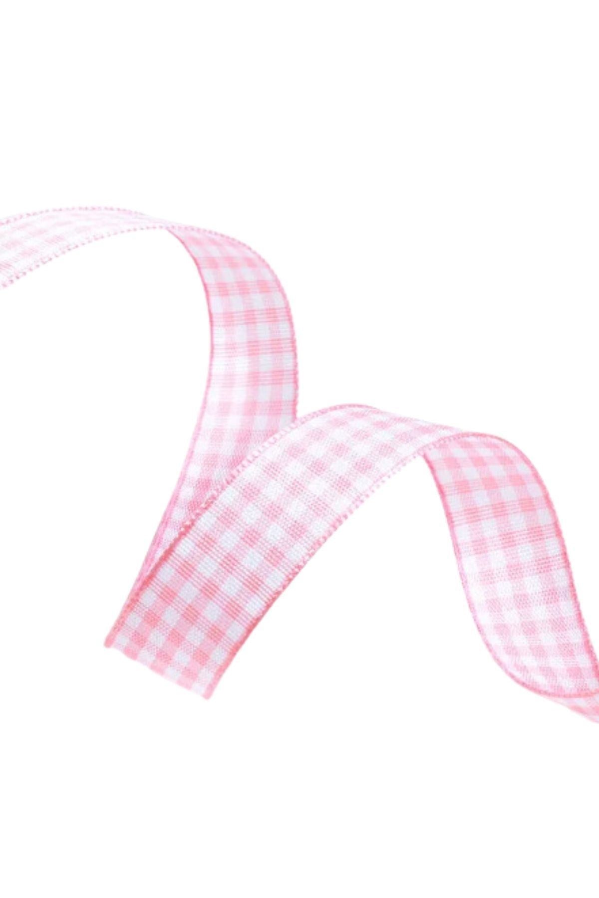 Tafta Ekoseli Kurdele 25 mm Pudra 1 Metre