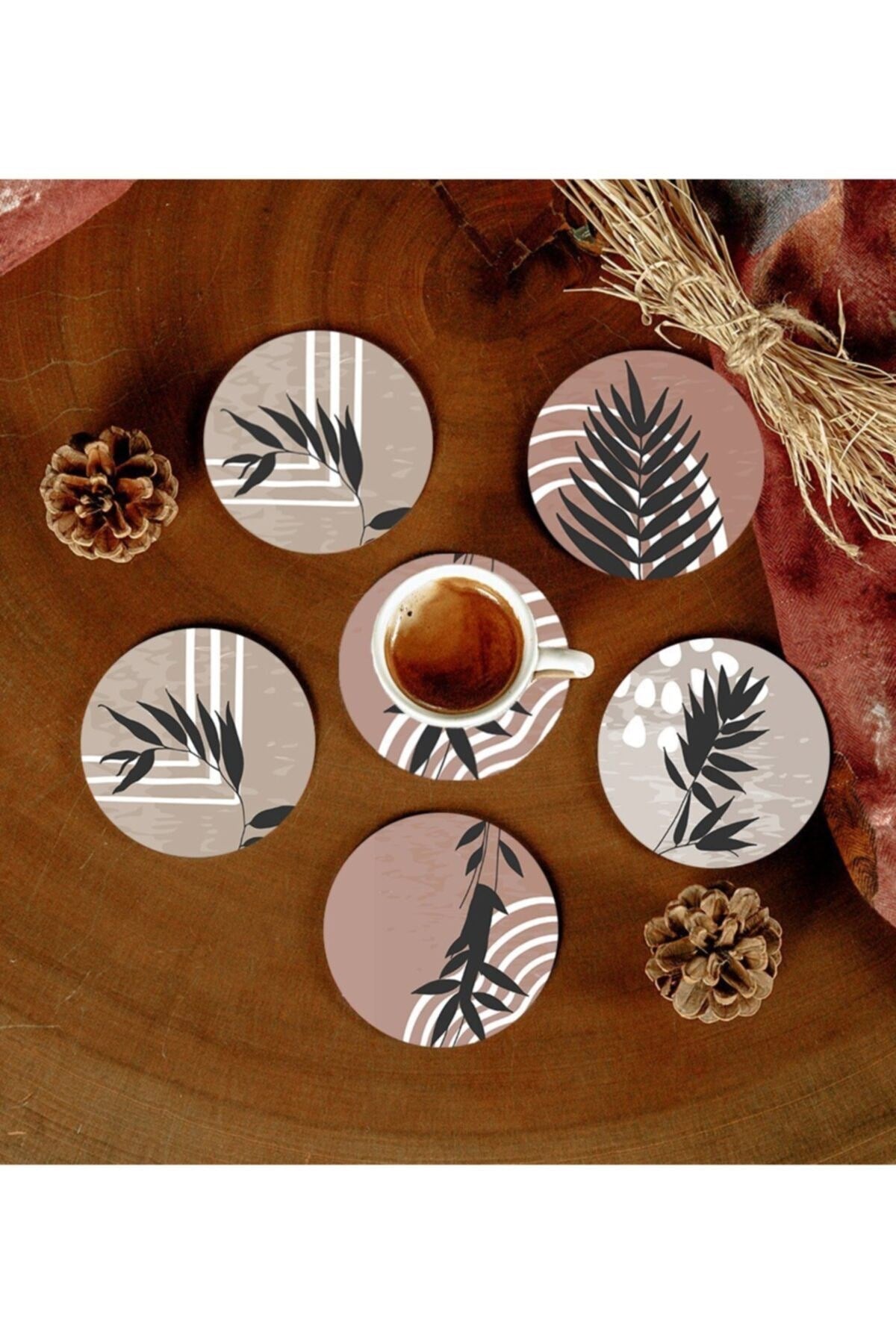 Desenli Mdf Bardak Altlığı 6 Adet