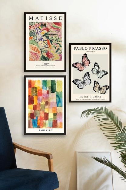 Matisse Üçlü Ahşap Çerçeveli Tablo 23 x 30