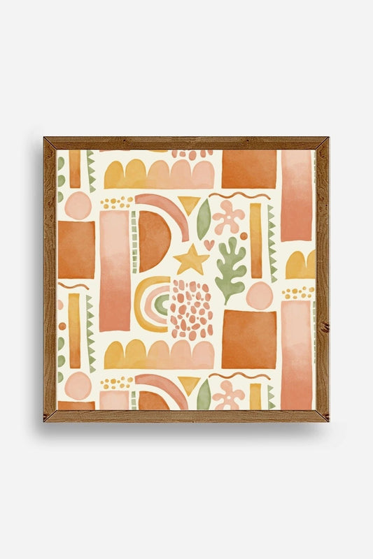 Soyut Ahşap Çerçeveli Tablo 42 x 42