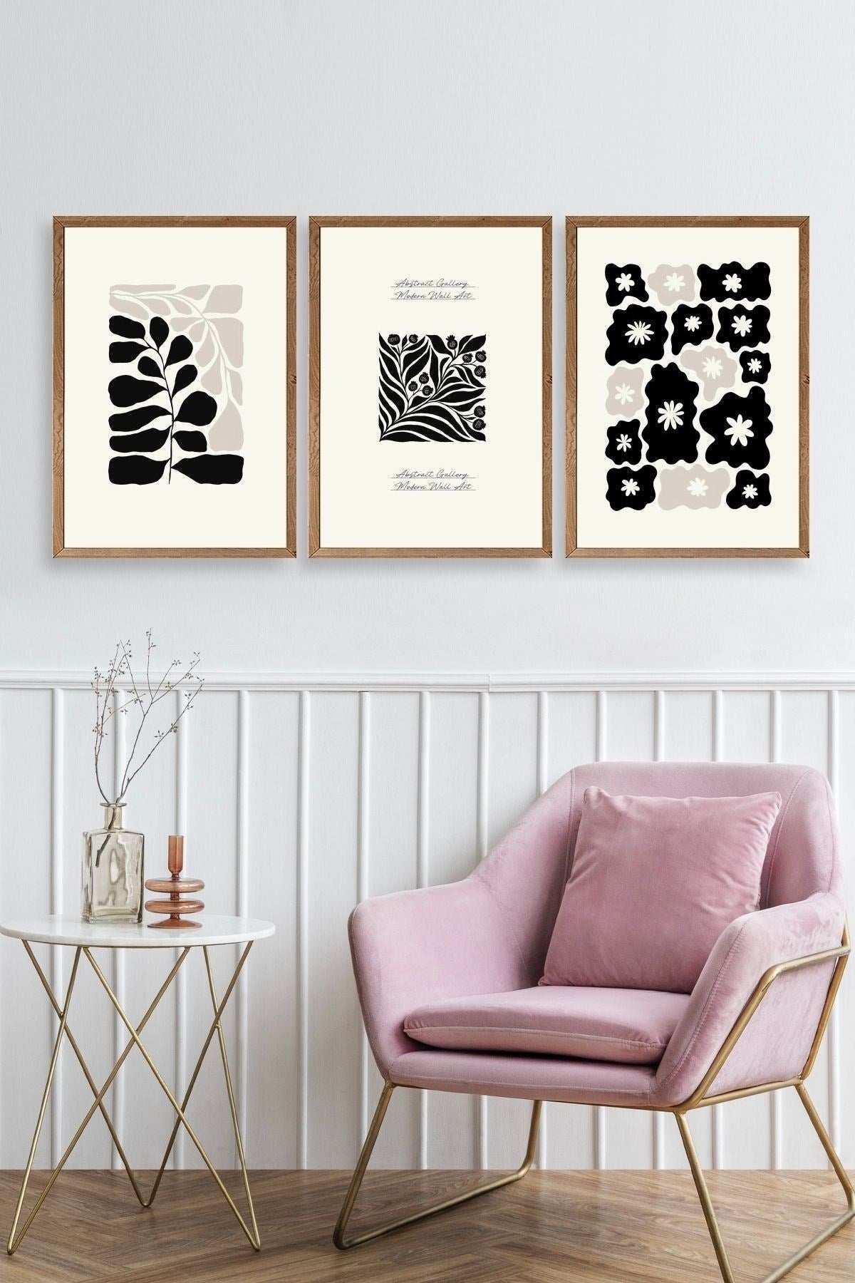 Modern Üçlü Ahşap Çerçeveli Tablo 40 x 60