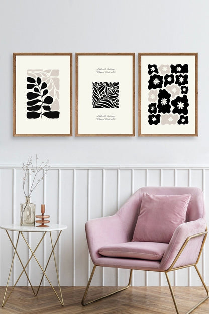 Modern Üçlü Ahşap Çerçeveli Tablo 40 x 60