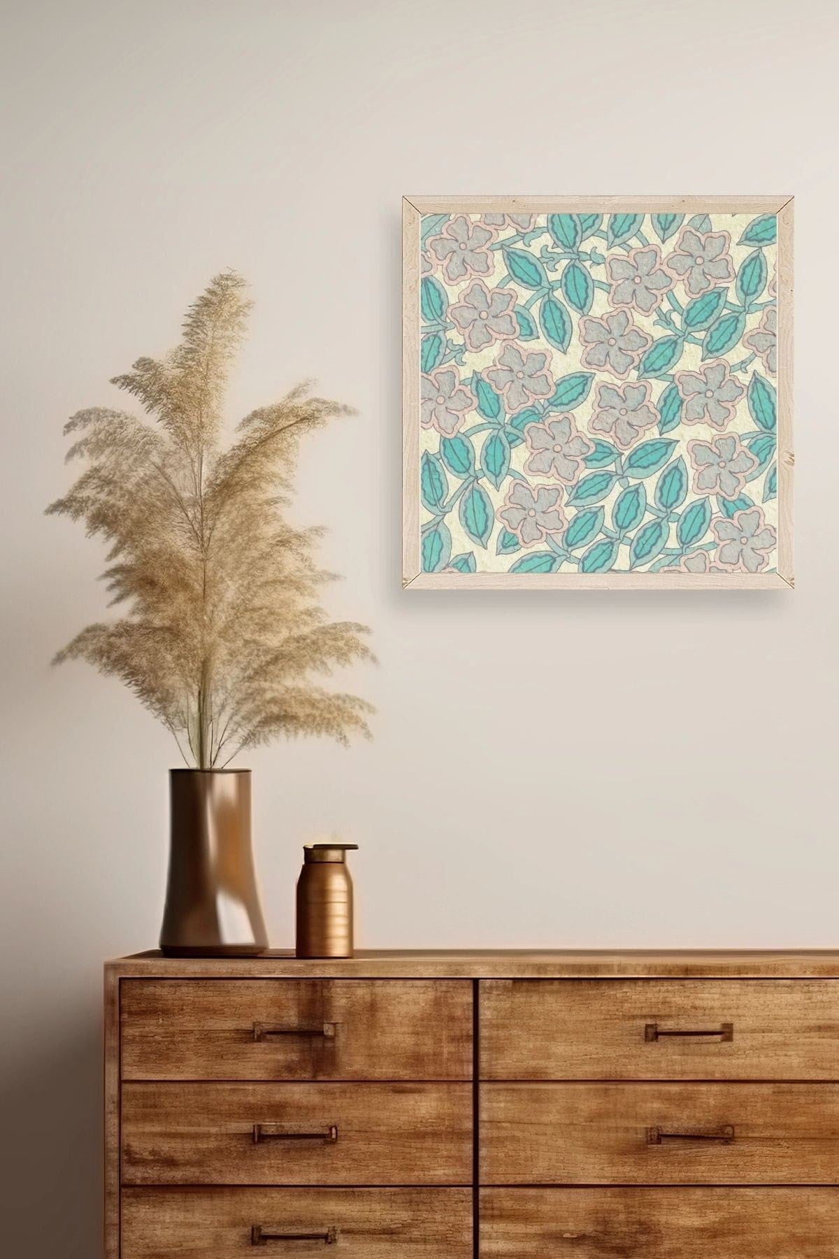 Çiçek Ahşap Çerçeveli Tablo 42 x 42