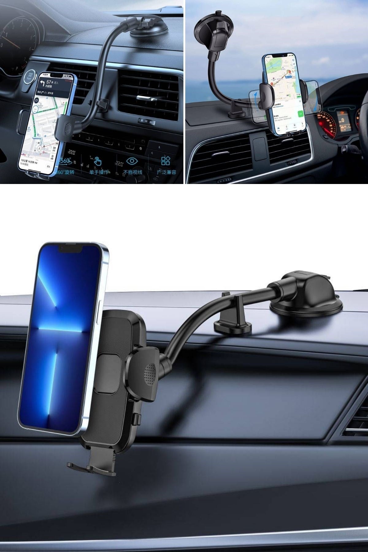 BUFFER® Ayarlanabilir Vakum Kilitli Cam Ve Torpidoya Takılabilen Telefon Tutucu