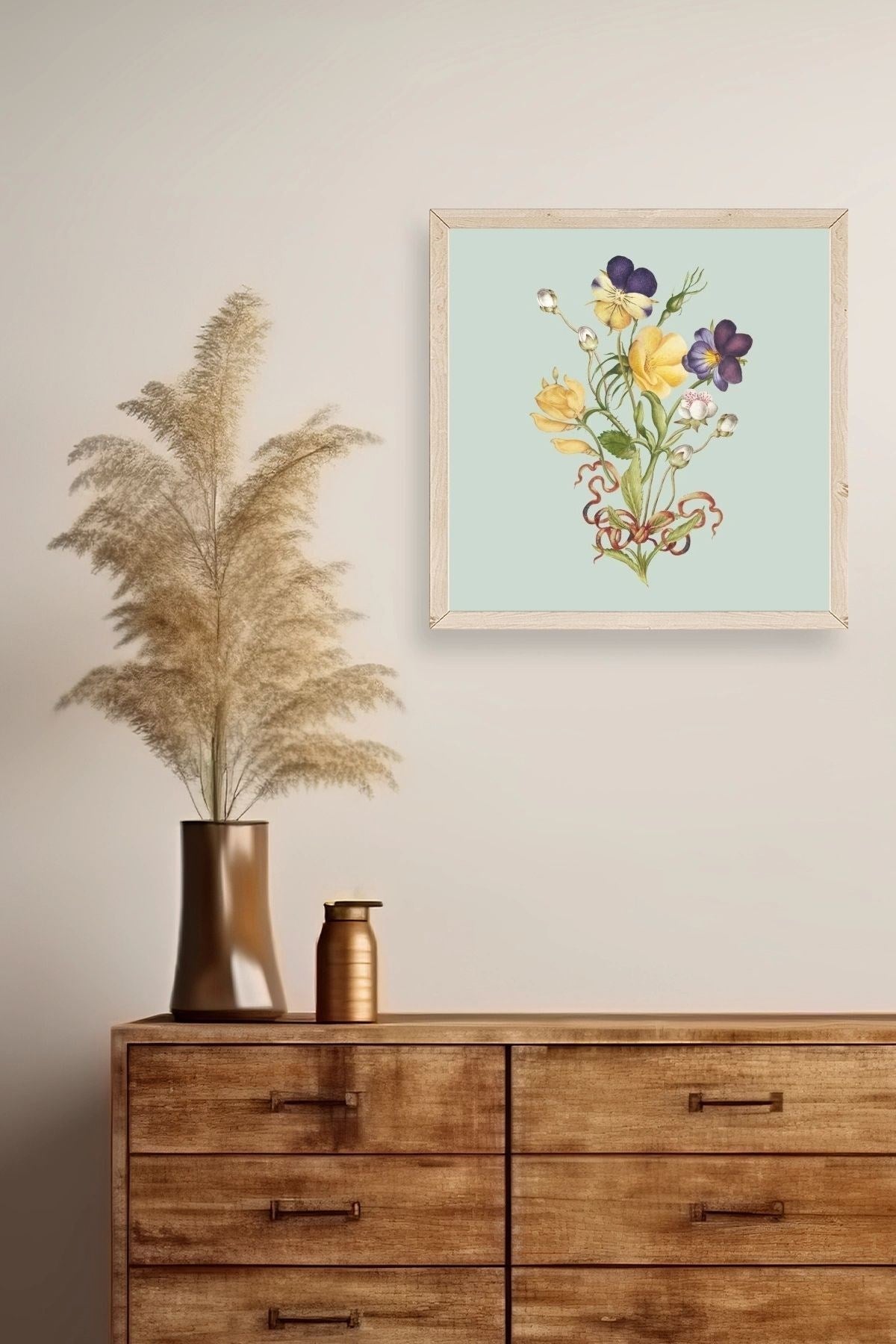 Çiçek Ahşap Çerçeveli Tablo 42 x 42