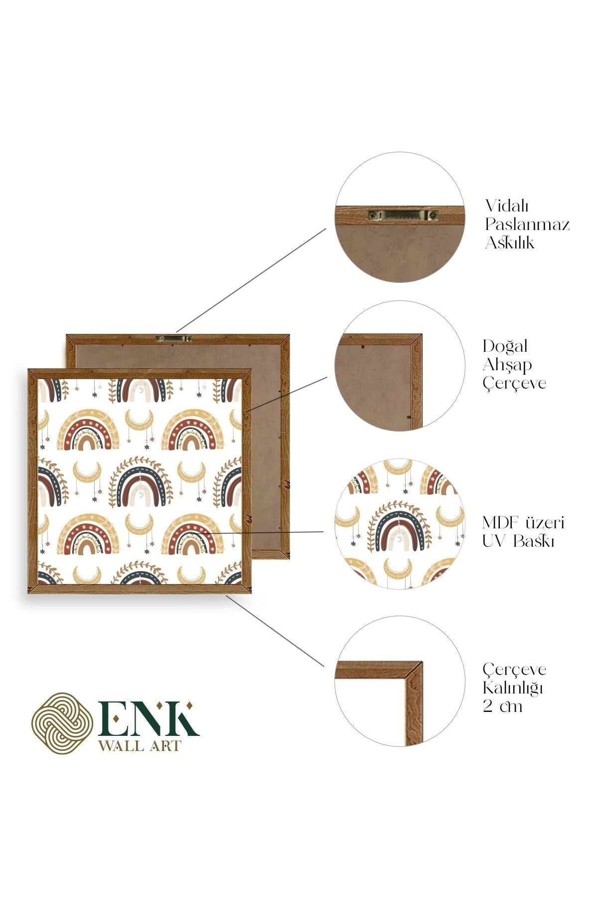 Gökkuşağı Ahşap Çerçeveli Tablo 50 x 50