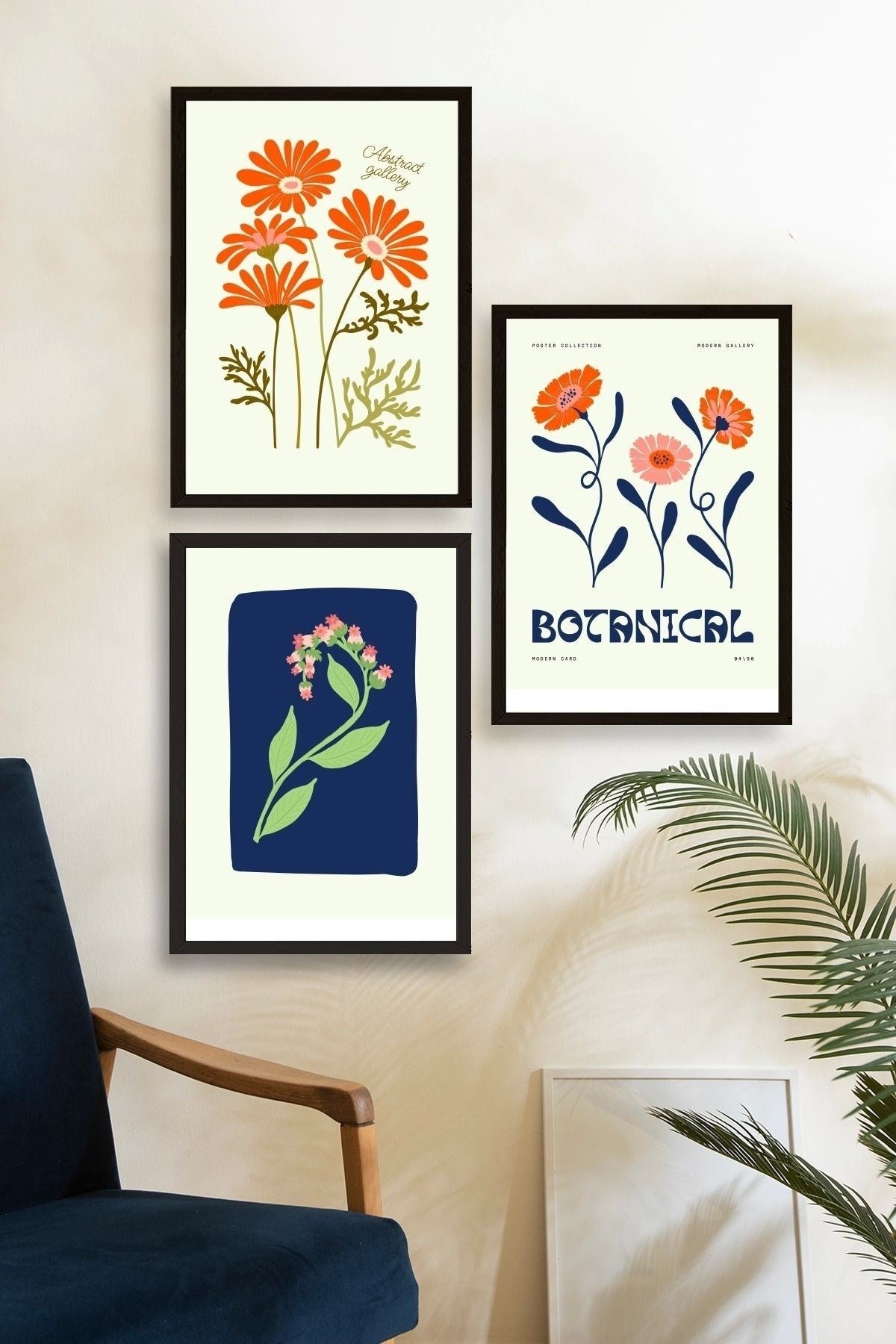 Botanik Üçlü Ahşap Çerçeveli Tablo 23 x 30