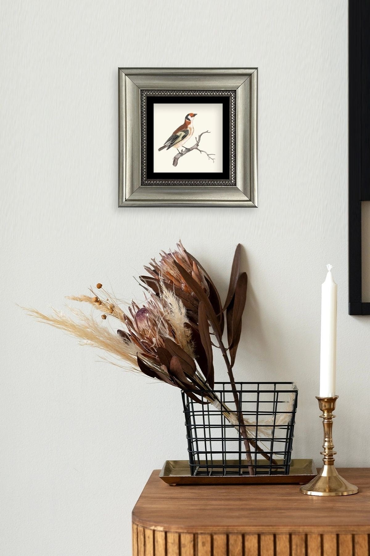 Dal ve Kuş Çerçeveli Taş Tablo 20 cm