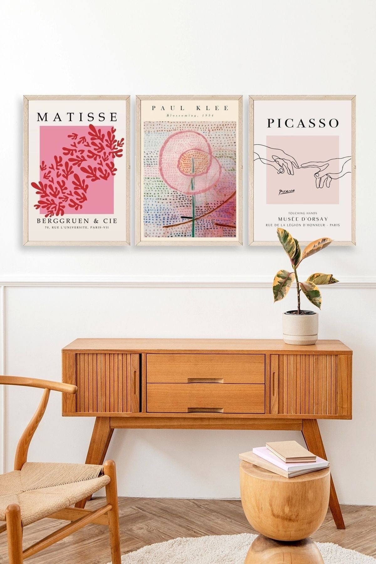 Ünlü Tablolar Üçlü Ahşap Çerçeveli Tablo 50 x 70