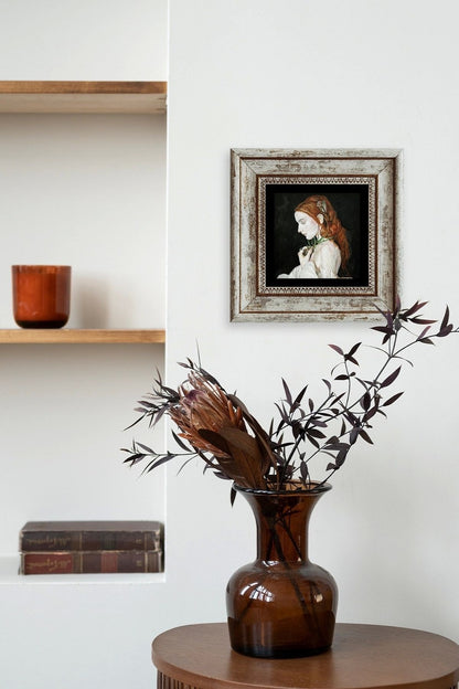 Kadın Çerçeveli Taş Tablo 20 cm