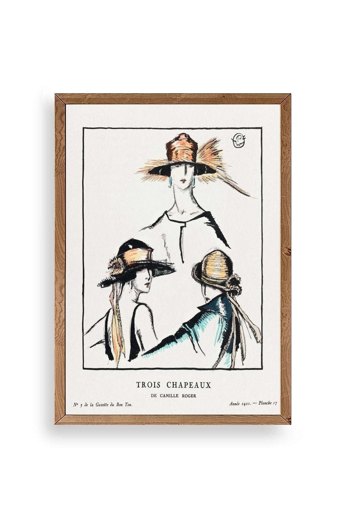 Paris Şapkaları Ahşap Çerçeveli Tablo 30 x 42