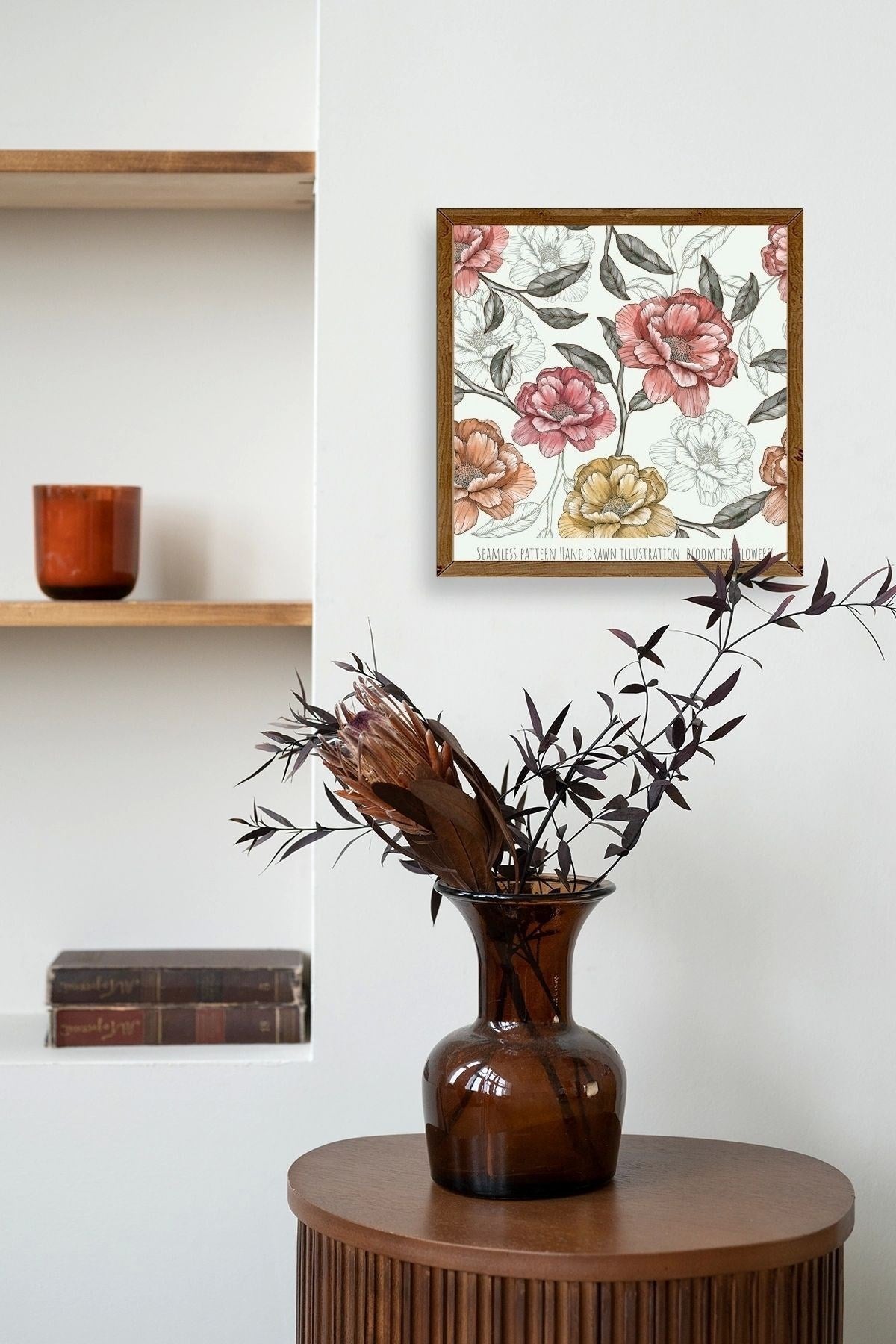 Gül Ahşap Çerçeveli Tablo 23 x 23