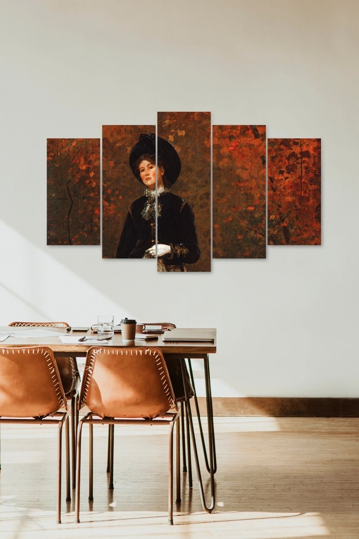 Kadın Manzarası 5 Parçalı Mdf Tablo 60 x 100