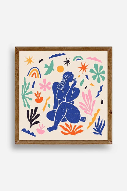 Kadın Ahşap Çerçeveli Tablo 50 x 50