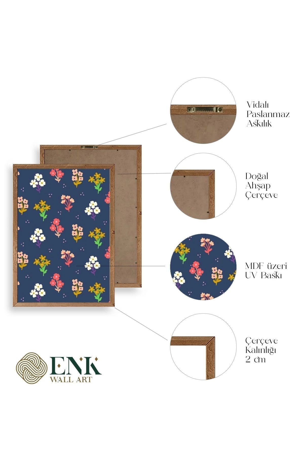 Çiçek Ahşap Çerçeveli Tablo 30 x 42