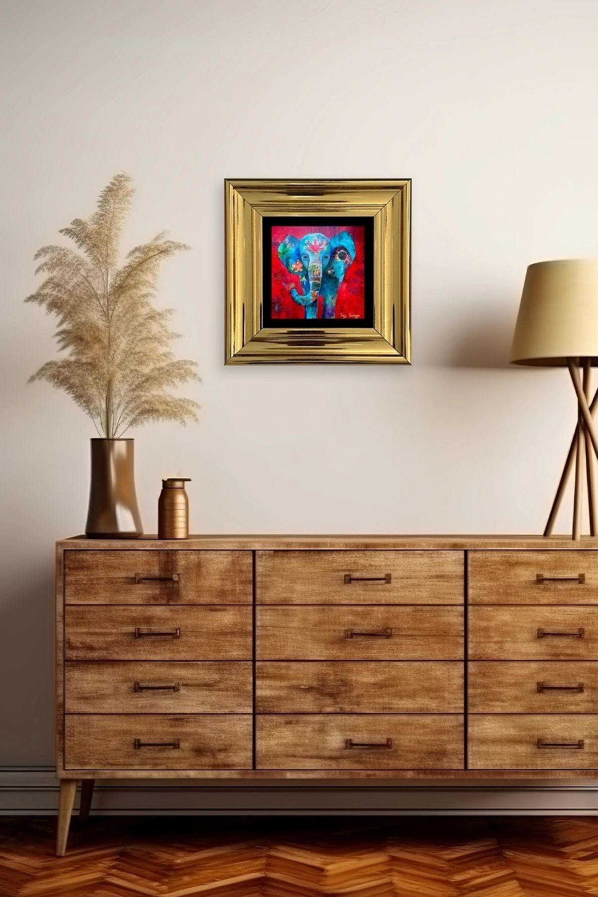 Fil Çerçeveli Taş Tablo 20 cm