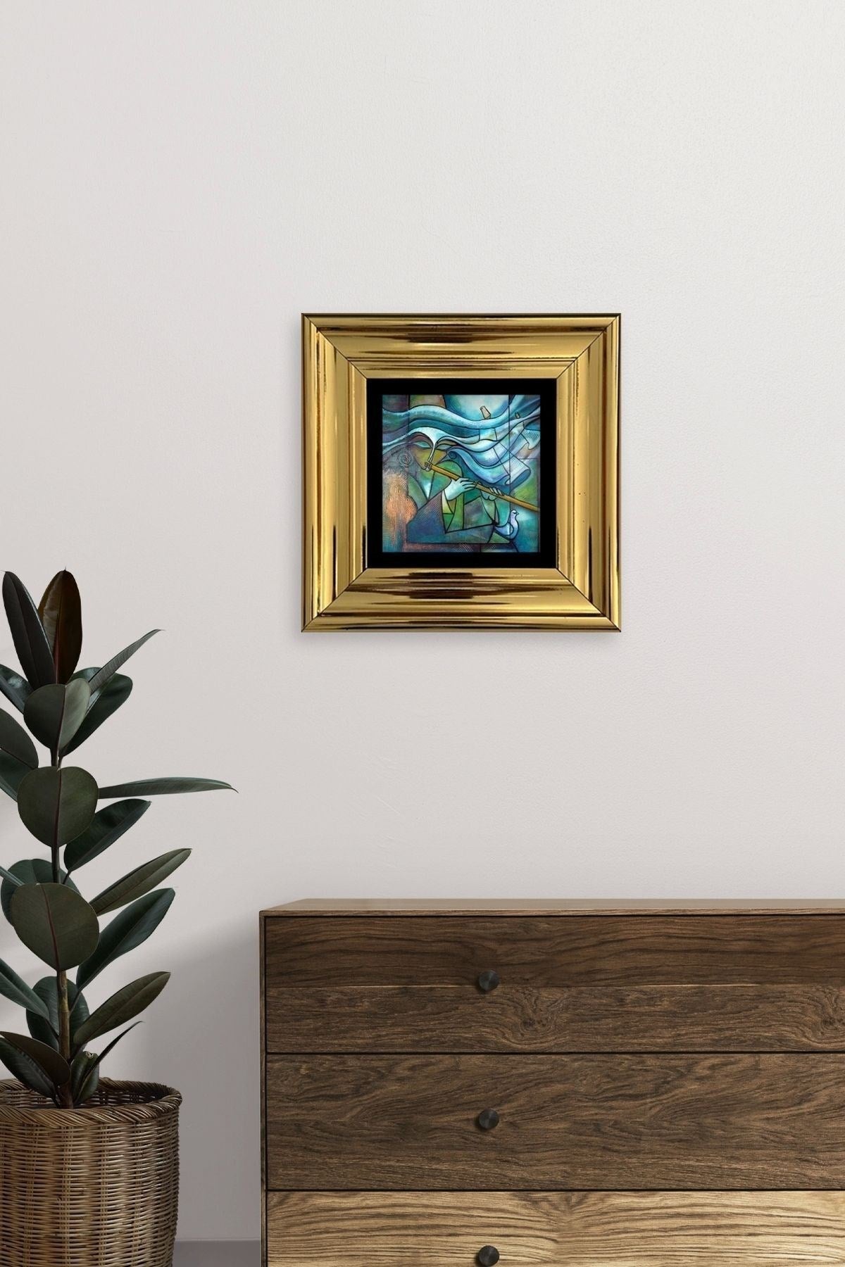 Soyut Çerçeveli Taş Tablo 20 cm