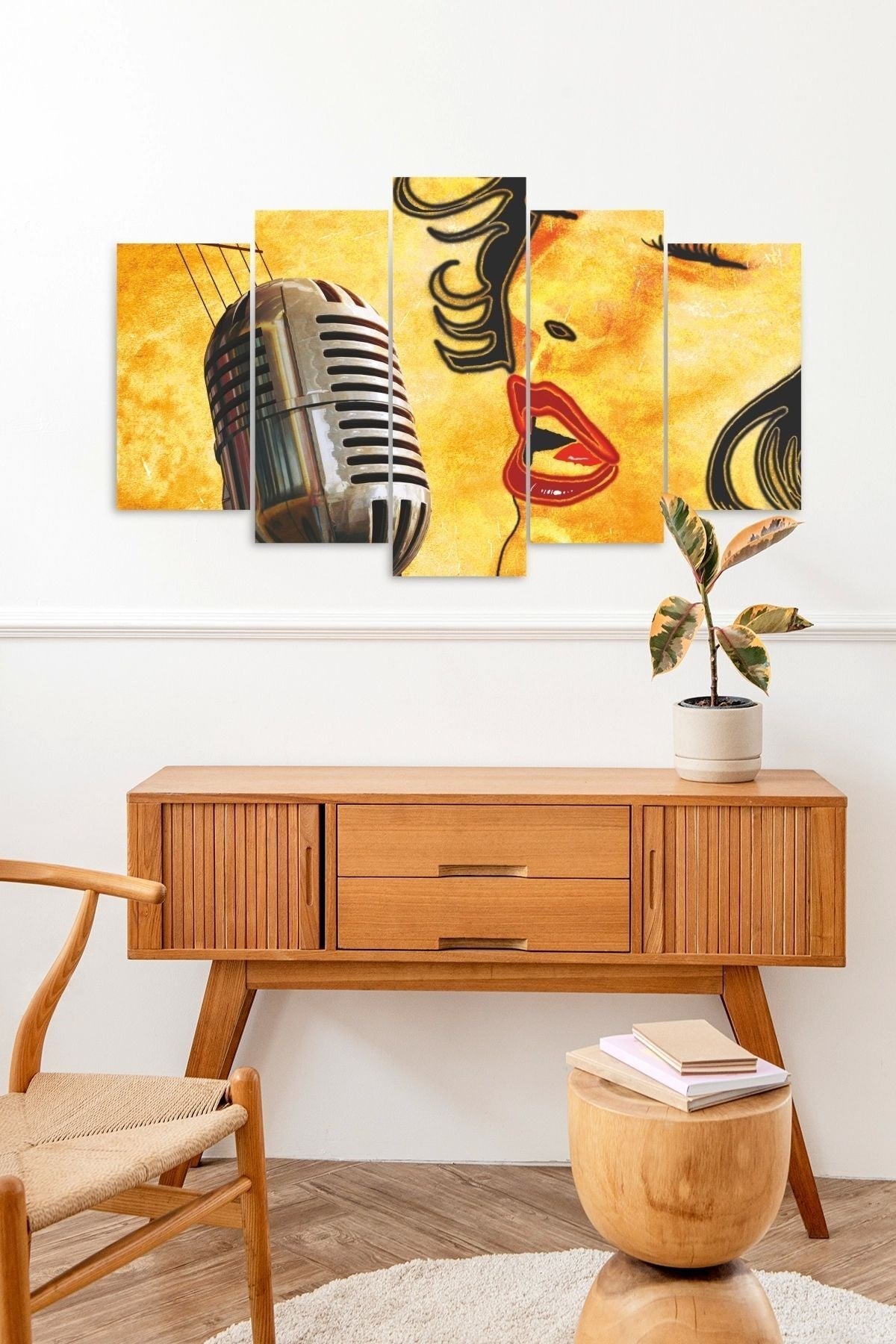 Kadın Şarkı 5 Parçalı Mdf Tablo 60 x 100