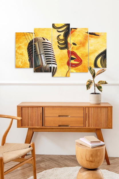 Kadın Şarkı 5 Parçalı Mdf Tablo 60 x 100