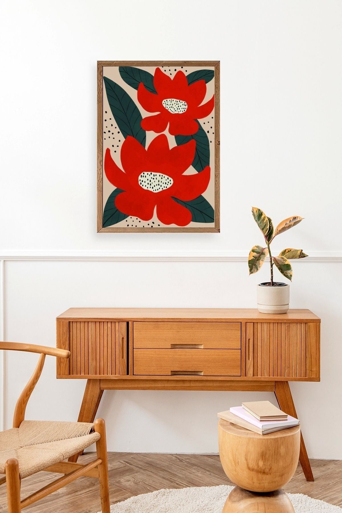 Çiçek Ahşap Çerçeveli Tablo 30 x 42