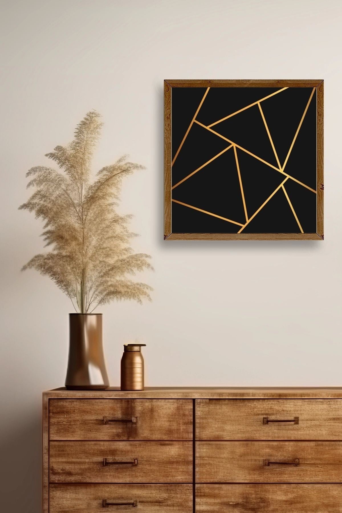 Üçgen Ahşap Çerçeveli Tablo 42 x 42